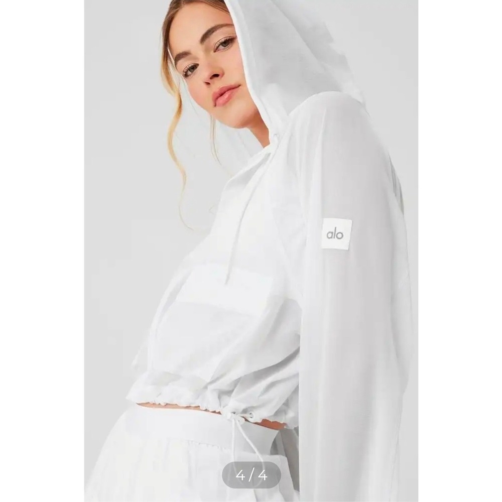 Alo Yoga Mesh Sheer Atheleisure Cropped Hooded Streetfashion Oversized Festival